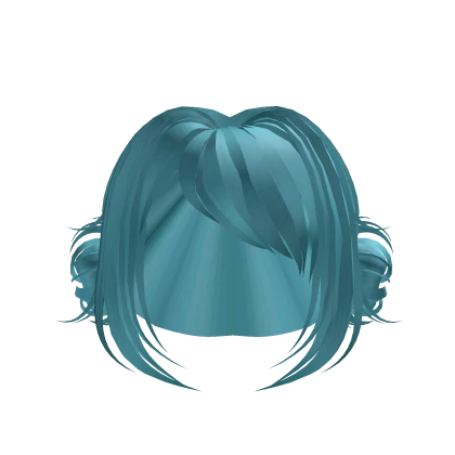 Kawaii Buns w/ Side Short Blue Bangs