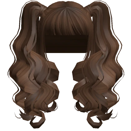 Curly Baddie Bangs Pigtails Brown