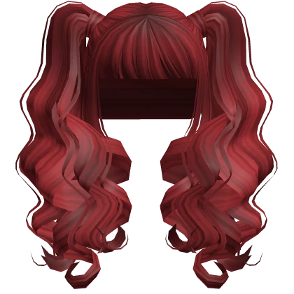 Curly Baddie Bangs Pigtails Red