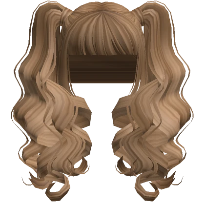 Curly Baddie Bangs Pigtails Light Brown