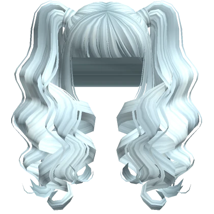 Curly Baddie Bangs Pigtails Light Pastel Blue