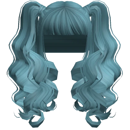 Curly Baddie Bangs Pigtails Blue