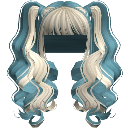 Curly Baddie Bangs Pigtails Blue Blonde