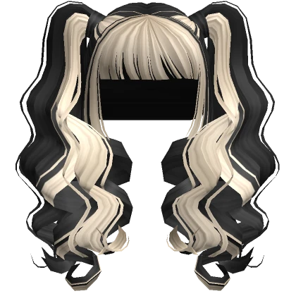 Curly Baddie Bangs Pigtails Black Blonde