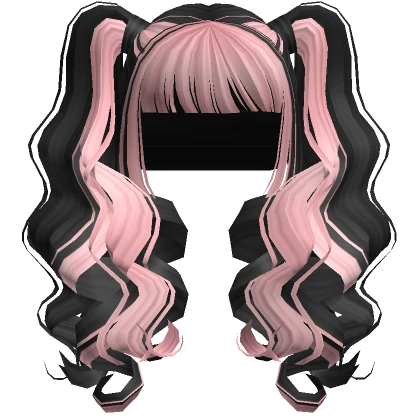 Curly Baddie Bangs Pigtails Black Pink