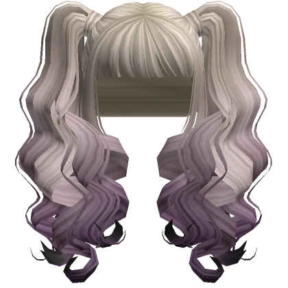 Curly Baddie Bangs Pigtails Blonde Purple Ombre