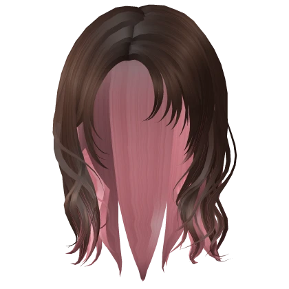 Messy Layered Wolf-Cut Mullet - Brown & Pink