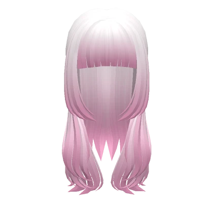 White to Pink Long Layered Hime Cut