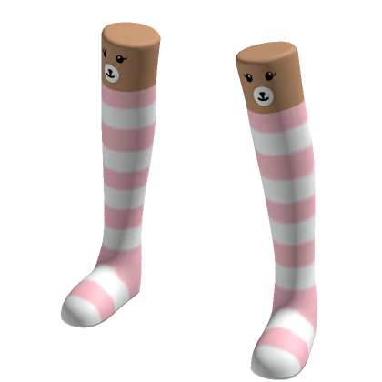 Cute Bear Socks High Pink