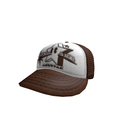 BROWN ROCKSTAR LYFESTYLE Y2K TRUCKER CAP