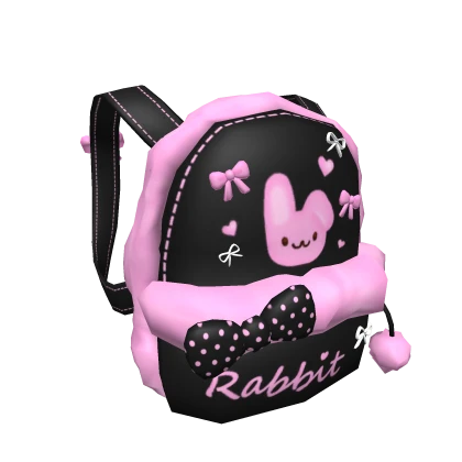 Kawaii Black backpack w Pink Bunny