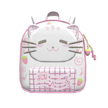 (3.0) Kawaii Music Notes Strawberry Cat Backpack ♡