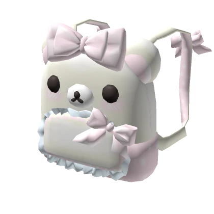 Kawaii White Pink Bow Bear Backpack 3.0