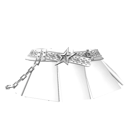 Y2K Chibi Doll Belt Skirt ♡ White / Stars Pleated 