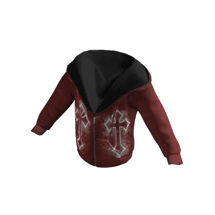 Crosses Grunge Half-Zip Jacket Red