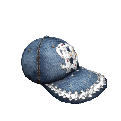 Backwards Y2K Denim Cash Rhinestone Hat