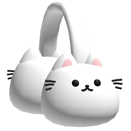 ♡ cute kawaii kitty round plushie earmuffs white