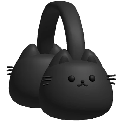 ♡ cute kawaii kitty black round plushie earmuffs