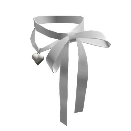 Delicate Ribbon in White w Heart Pendant