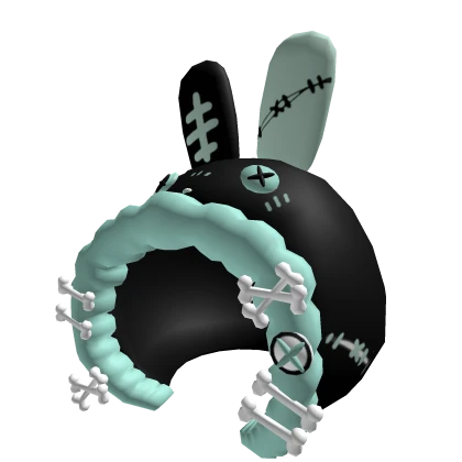 Zombie Bunny Kawaii Hood Halloween Bones Black