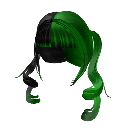 Green & Black Cute Wavy Pigtails