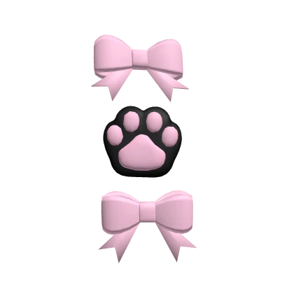 ♡ pink bow w black paw 