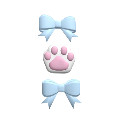 ♡ blue bow w white paw