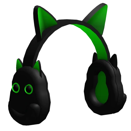 Black Cat Headphones - Green