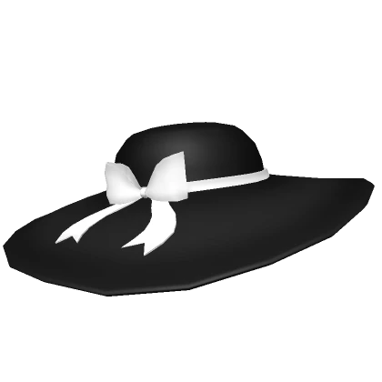 Floppy hat black w/ white bow