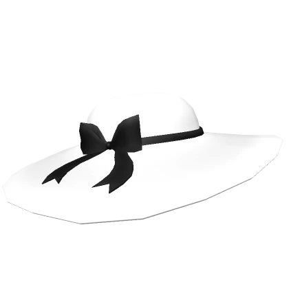 white floppy hat w/ black bow