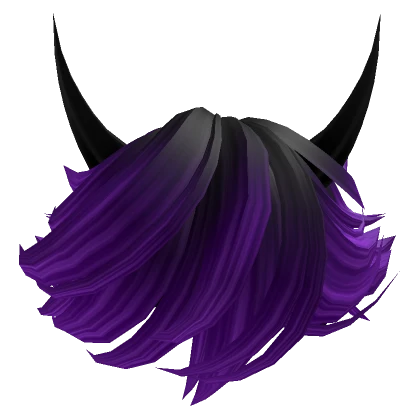 Black Messy Y2K Boy Horns Hair Purple 