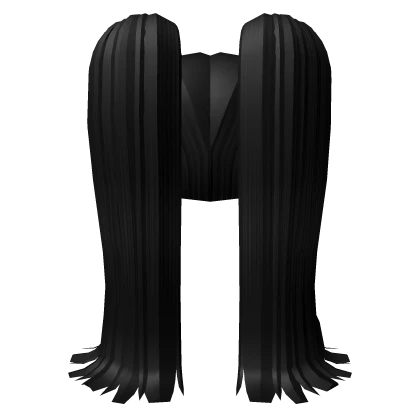 Black Long Straight Pigtails with Side Bangs