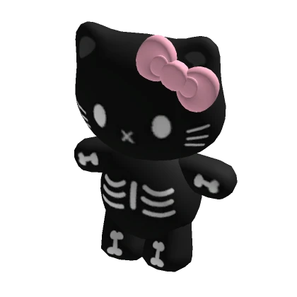 ♡ emo skeleton kitty black plushie (holdable)