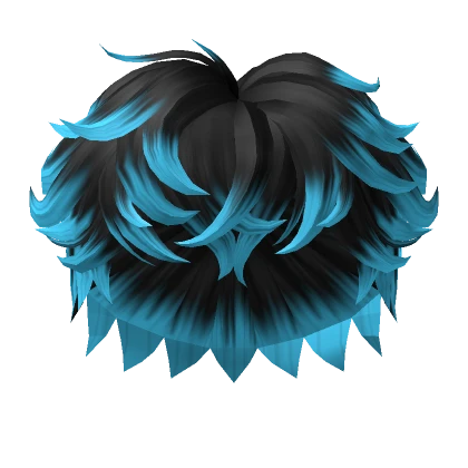 Messy Wavy Fluffy Hair Blue Fade