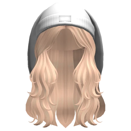 Wavy Blonde Hair With A Bunny Beanie