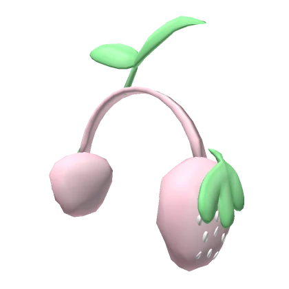 kawaii strawberry pastel pink earmuffs with leaf 