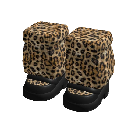 Gyaru Doll Platform Shoes w/ Leopard Leg Warmers