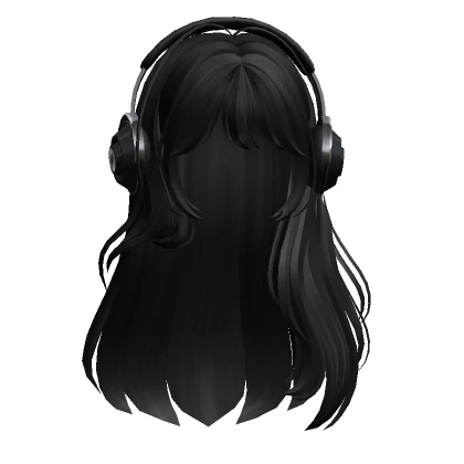 Straight Hair with Headphones(Black)