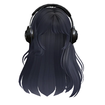 Straight Hair with Headphones(Blue Black)