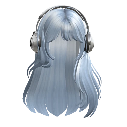 Straight Hair with Headphones(Sky Blue)