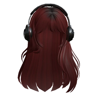 Straight Hair with Headphones(Dark Red)