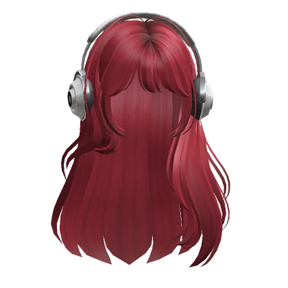 Straight Hair with Headphones(Red)