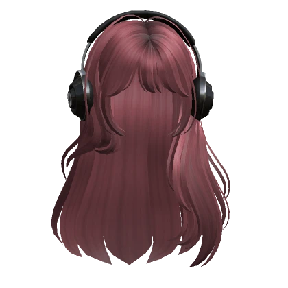 Straight Hair with Headphones(Dark Pink)