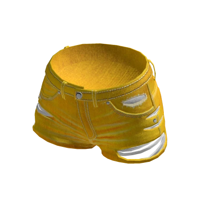 Ripped Denim Festival Shorts - Yellow