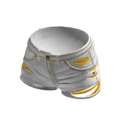 Ripped Denim Festival Shorts - White