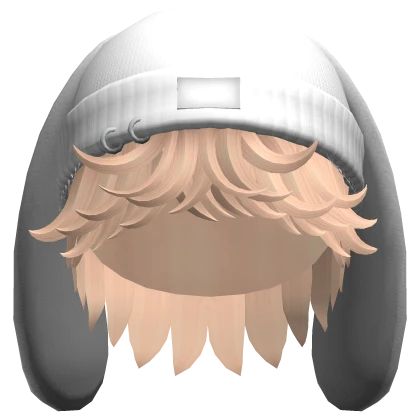 Messy Blonde Hair w/ White Bunny Beanie