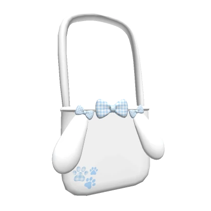 Kawaii Blue Plaid Bunny Tote Bag