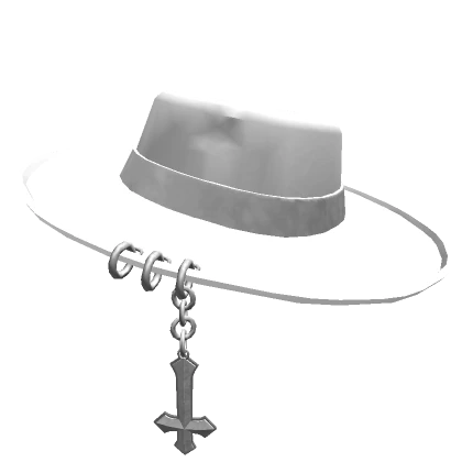 [V1] White Pierced Wide Brim Hat