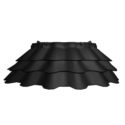 Aesthetic Preppy Ruffled Skirt ( Black )