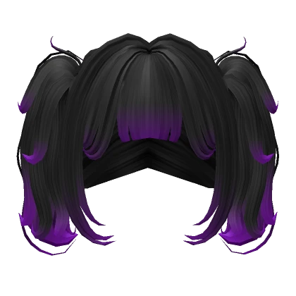 Mini Pigtails Black With Purple Highlights